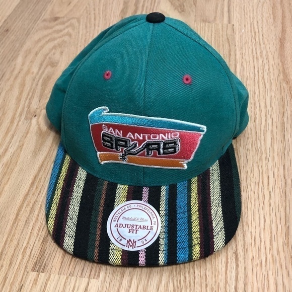 San Antonio Spurs Mitchell & Ness Hat Adjustable Fiesta Hardwood Classics - Picture 1 of 8